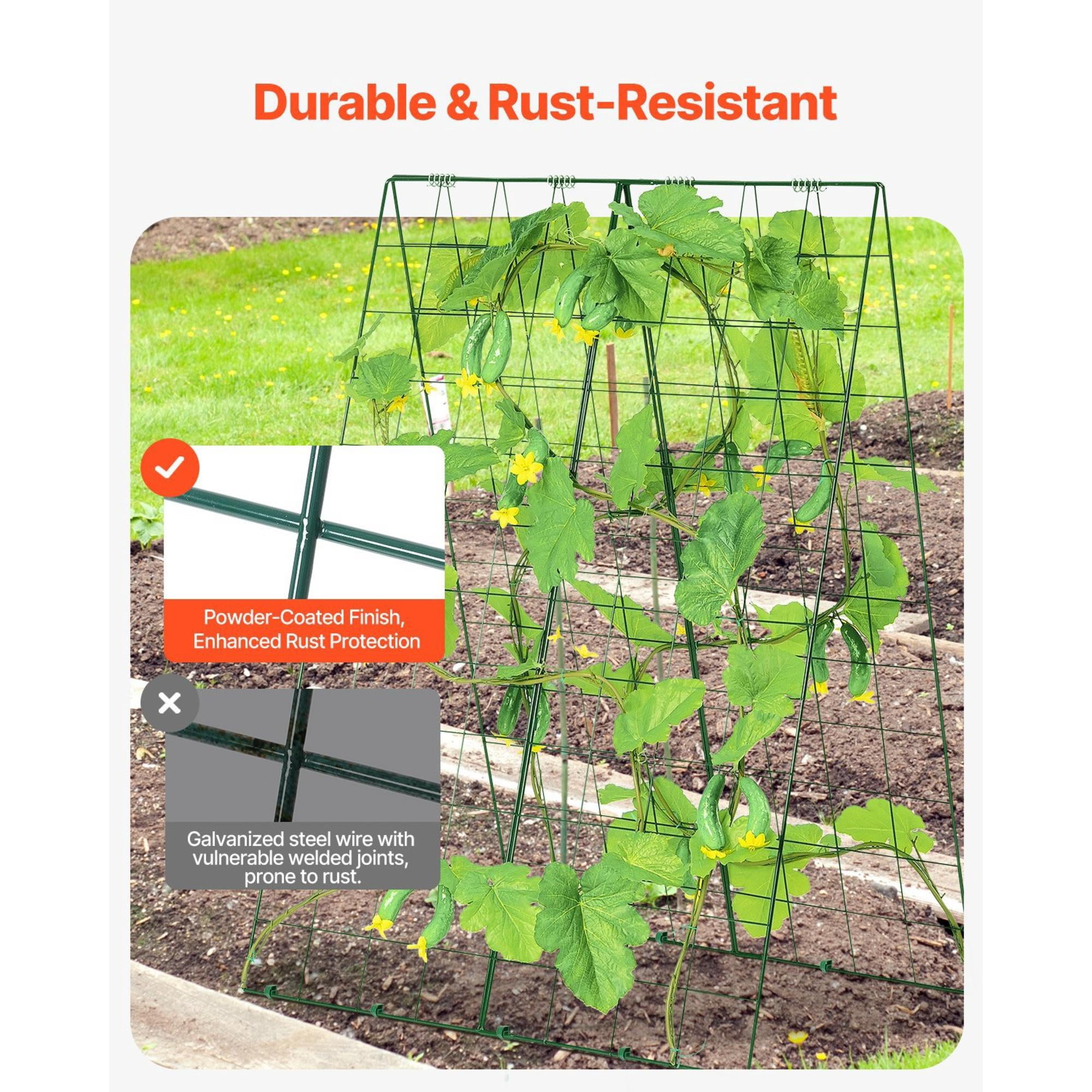 46" Foldable A-Frame Cucumber Trellis, Metal Garden Climbing Plant Support for Raised Beds, Tomatoes, Squash, and Vegetables