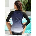 thumbnail image 4 of Sociala Women's Zipper Gradient Swimsuit Tops Crew Neck Long Sleeve Rash Guard Workout Running Tops UPF 50+, 4 of 6