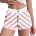 thumbnail image 2 of HBGVBA Women Pajama Shorts,Summer Sleep Loungewear,Summer Thin Striped Sleep Shorts Elastic Waist Button High Waist Slim Fitted Homewear, 2 of 4