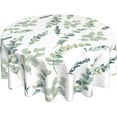 thumbnail image 1 of Leaf Spring Round Tablecloth 60 Inch Rustic Teal Watercolor Sage Green Tablecloth Waterproof Fabric Farmhouse Table Cloth Decorative for Picnic Party Holiday Home, 1 of 6