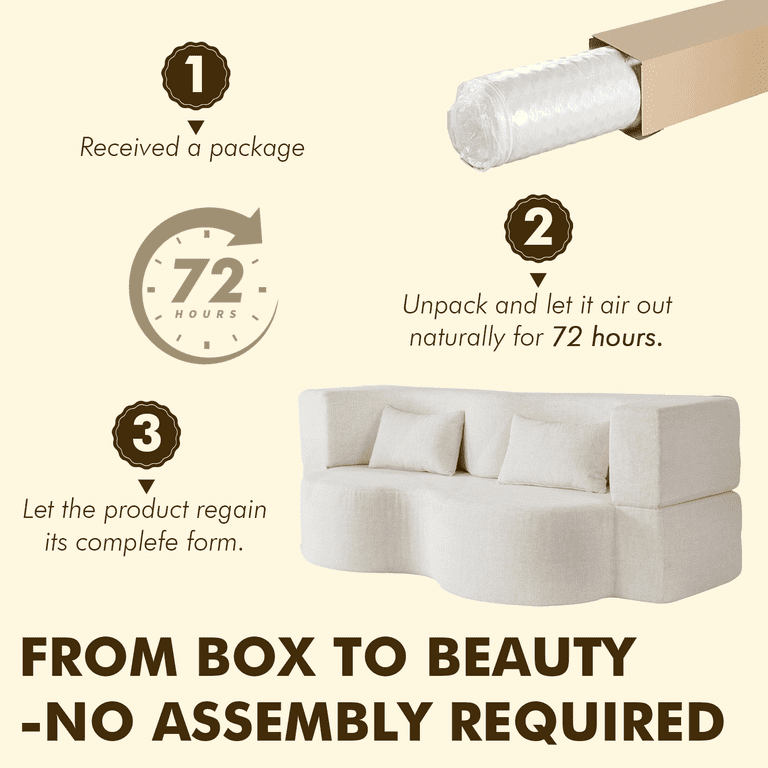 MOONMISS 75'' Folding Boneless Couch, 2-in-1 Sleeper Sofa Bed with