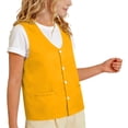 thumbnail image 2 of UVEASISHA Unisex Kids Volunteer Vest Lightweight Button Up Waistcoat Boys Girls V Neck Sleeveless Basic Vest Solid Color Casual Vest for School Activities Yellow 11-12 Years, 2 of 10