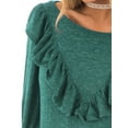 thumbnail image 5 of Gomelly Ladies T-shirt Crew Neck Sweatshirt Casual Pullover Women Loose Fit Work Tops Long Sleeve Green 2XL, 5 of 7