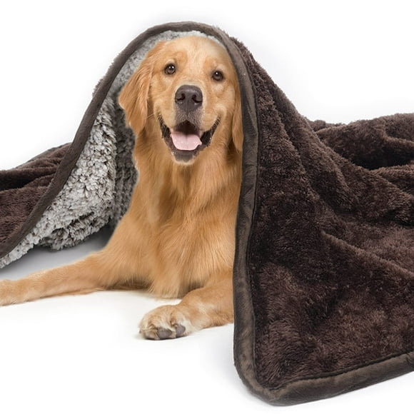Dog Blanket Soft Fluffy Pet Blanket Waterproof Warm Cat Blanket Self-Warming Puppy Snuggle Blanket Warm Throw Pets Bed Blankets Dog Fuzzy Blankets for Sofa Travel 51.2 x 59â- Brown