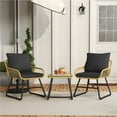 thumbnail image 2 of Topeakmart Boho Style Outdoor Wicker Bistro Set with Cushions and Pillows, Set of 3, Tan/Black, 2 of 6