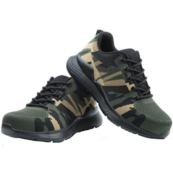 Tenis Seguridad Ligeros ProTuffGreen 7US 25MX Verde/Negro Plantilla Kevlar Suela EVA Punta de Acero Agujetas Ligero Tran FootShack MXKAC-005