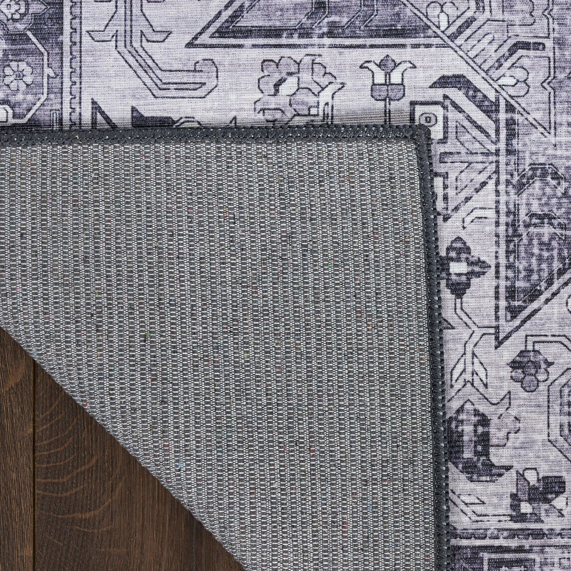 Nourison Washables Vintage Non-Slip Indoor Rug Charcoal Grey 8' x 10'