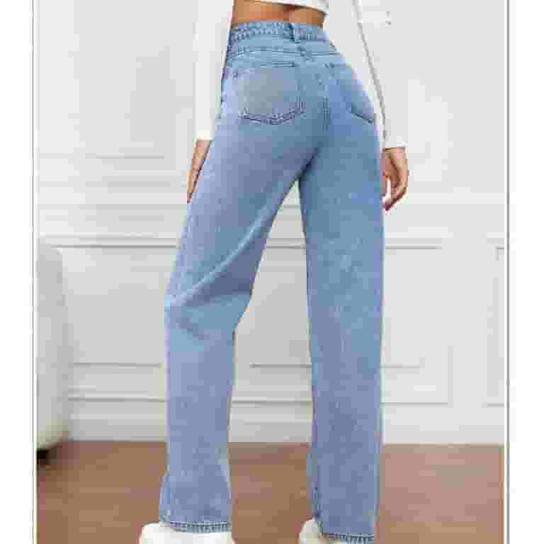 ★★ ★★ Women's High Rise Wide Fit Light Blue 3 XFLWAM Women Baggy Wide Leg Jeans High Waist Boyfriend Jeans