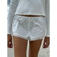 thumbnail image 3 of Elippeo Women's Summer Casual Shorts  Solid Color Elastic Waist Lace Trim Lounge Short Pants, 3 of 7