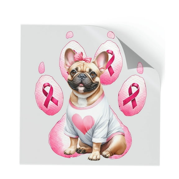 Faith Love Hope French Bulldog Breast Cancer Awareness Survivor Cutout Transfer Sticker Dog Lover Gifts Transparent Decal Art Decor - 02017