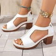 thumbnail image 5 of LOVZFMLL Women's Chunky Block Heel Sandals Fashion Open Toe Ankle Strap Heels for Summer Casual Outdoor Walking Beach Vacation White 6, 5 of 8