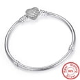 thumbnail image 2 of Pulsera fina de plata de ley 100% 925 para mujer, brazalete con cierre de corazón, cadena de serpiente, compatible con pulsera de cuentas, joyería, gran oferta, 2 of 4