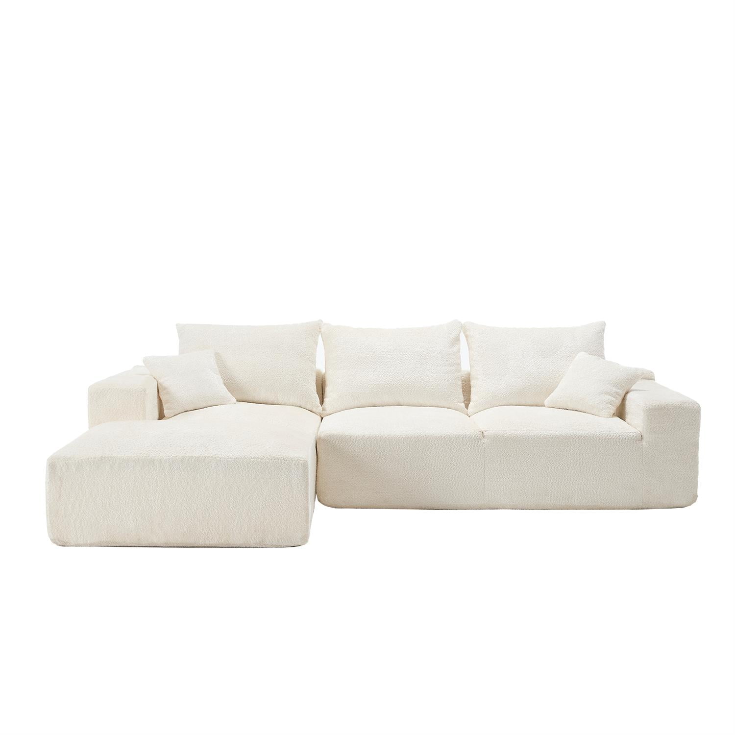 Demi Bonn 108" Modern L-Shaped Sofa, Premium Fabric Couch with Deep Seating, Freestyle Setup, No Assembly Needed for Living Room Relaxation, White