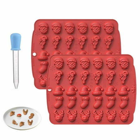 

Julam Christmas Silicone Cake Molds 2pcs/Set Christmas Reindeer Stocking Hat Candy Baking Mould 30-Cavity Cake Mold for Chocolate Cookies Christmas Party Baking excellent