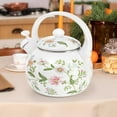 thumbnail image 2 of 2.3 Quart Vintage Enamel Tea Kettle Whistling for Stove Top Floral on Steel Home, 2 of 6