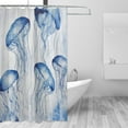 thumbnail image 2 of JOOCAR Navy Blue Jellyfish Waterproof Polyester Shower Curtain with Hooks for Bathroom Decor, 2 of 7