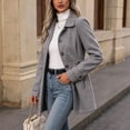 thumbnail image 3 of Biaocheng Women's Double Breasted Trench Coat Casual Long Sleeve Lapel Collar Belted Mid-Length Jacket with Pockets Solid Color Fall Winter Outerwear, 3 of 5
