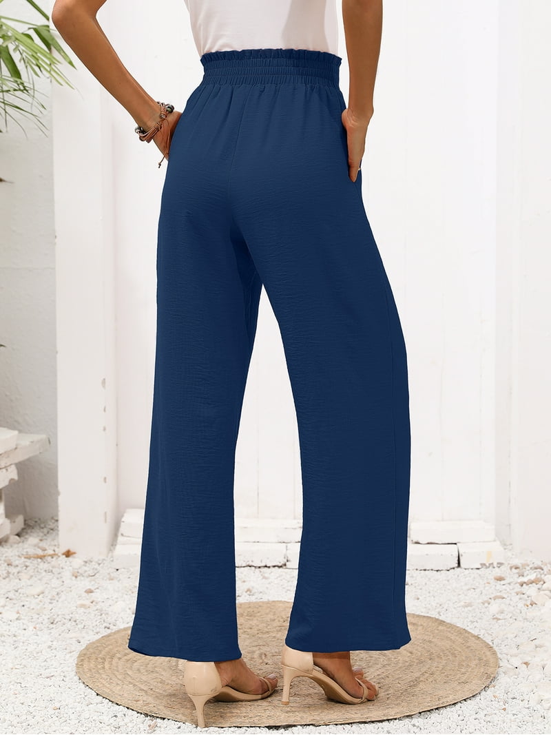 Rrrcliché EX WIDE TROUSERS NAVY Terraced Wide Leg Pant in Navy