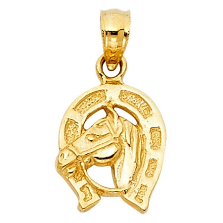 Lucky Horseshoe Wish Stone - FB Jewels 14K Yellow Gold Lucky Yellow Gold Horseshoe Pendant 12mm X 10mm