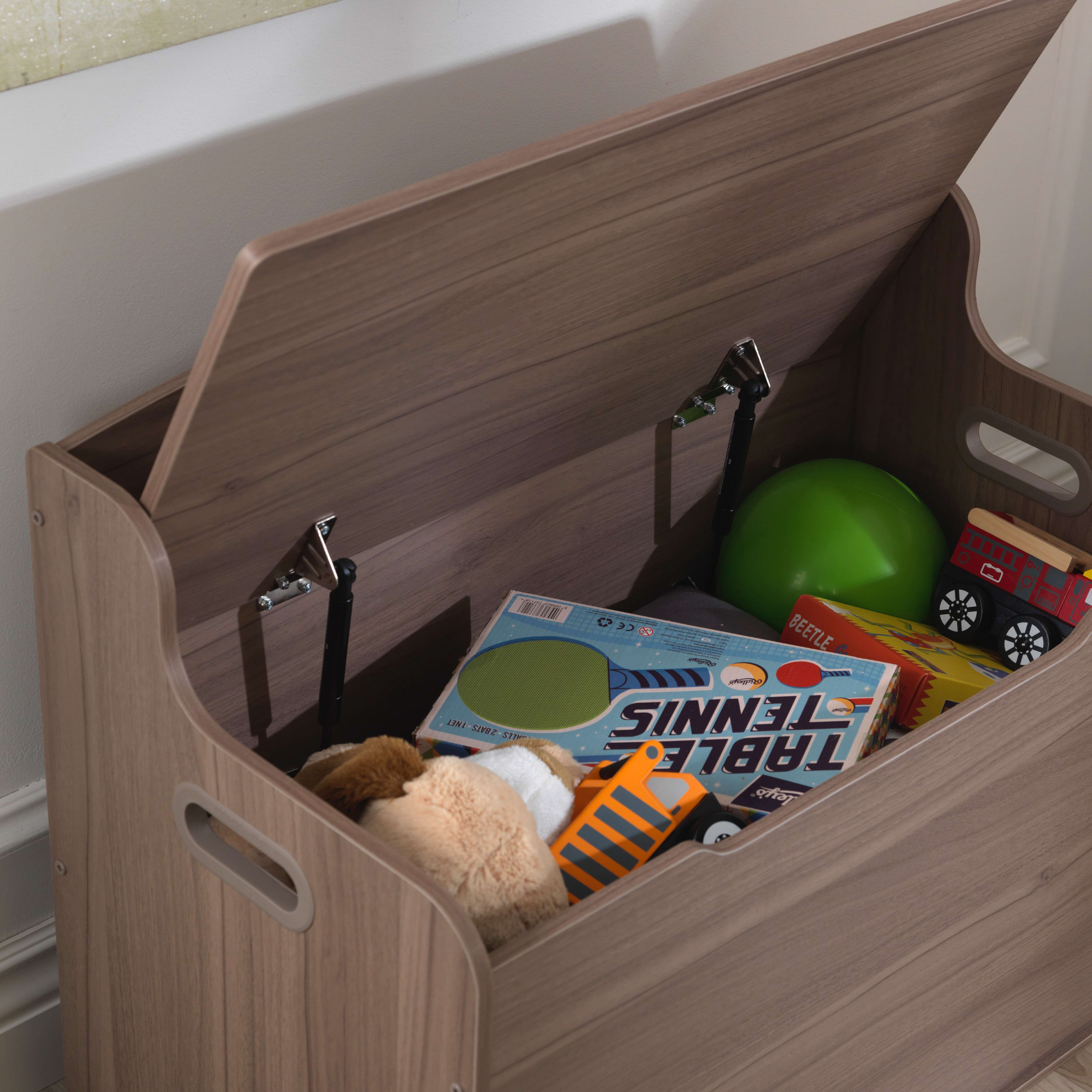 KidKraft Wooden Fill with Fun Toy Box with Safety Hinges, Gray Ash - image 3 of 8