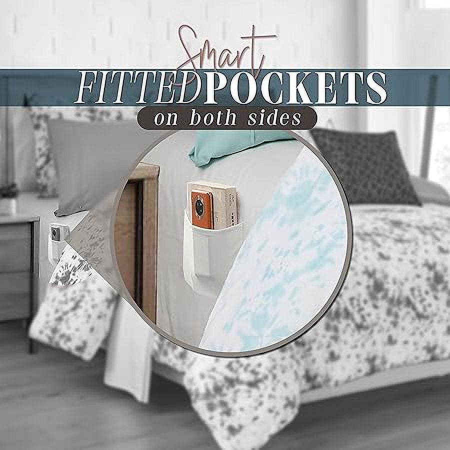 Elegant Comfort Reversible 10-Piece Comforter Set, Tie-Dye Print, Decorative Pillow and Fitted Sheet with Smart Pockets, Soft, Plush, Lightweight Material, 10pc Tie-Dye Set, Cali King, Aqua Mint