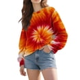 thumbnail image 5 of Bovemsi Womens Sweatshirts Women's Tie Dye Patterned Sweatshirt Round Neck Oversized Novel Interesting Fall Fashion Outfits 2025 Clothes, 5 of 9