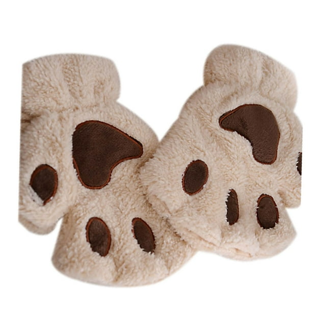 Sonducket Gato felpa garra guante novedad Halloween toalla medio cubierto mujeres mitones guantes sin dedos guantes y mitones beige Sonducket PS13236-04