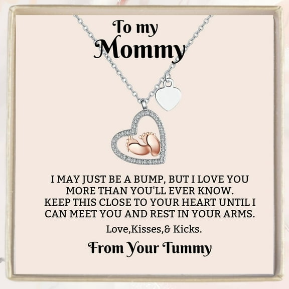 Feet Heart Necklace Gift Set - To My Mommy, Pregnancy Gifts for First Time Moms
