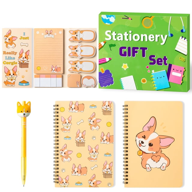 Set de papelería Xqumoi Corgi Sticky Note A5 con bolígrafo