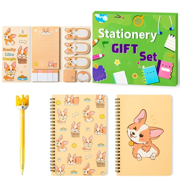 Set de papelería Xqumoi Corgi Sticky Note A5 con bolígrafo