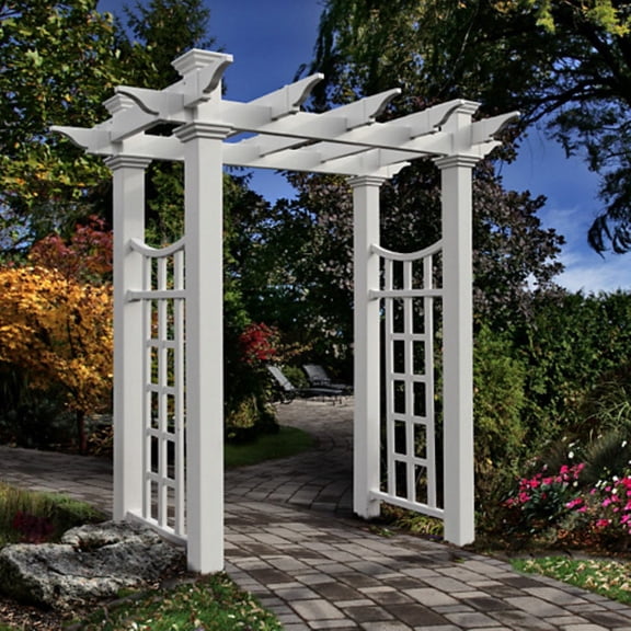 Vita 58"L x 32"W x 92"H Fairfield Deluxe Vinyl Arbor, White, VA84242