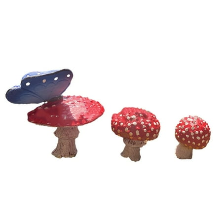 Resin Luminous Mushroom Sculpture Garden Yard Ornament Outdoor Lawn Decor