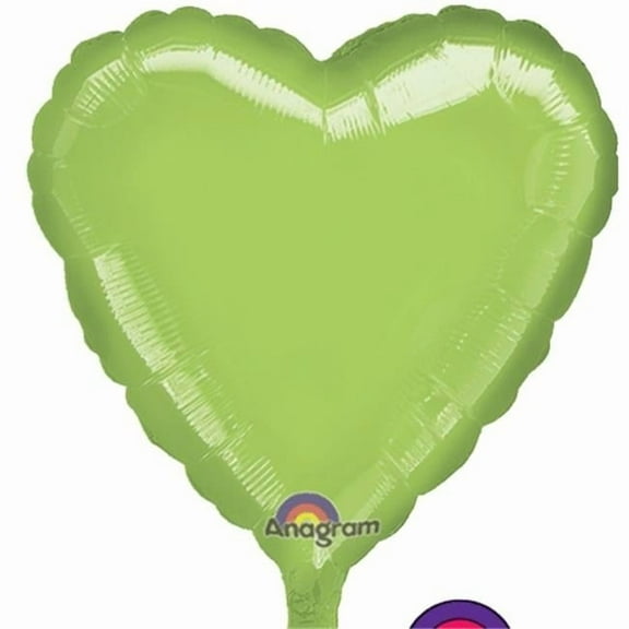 Anagram Metallic Heart Jr Shape Solid Mylar 18" Foil Balloon, Lime Green
