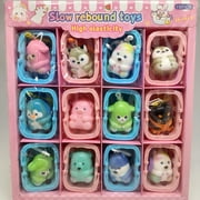 12 Pack Squishy Keychains Adopt A Pet with Basket, Slow Rising Mini Squishies, Cute Animals, Bulk, Fidget Toys, Classroom, Favors