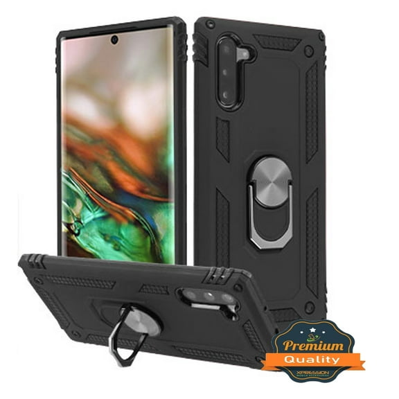 for Samsung Galaxy A32 5G Armor Hybrid [Military-Grade] with Rotating Metal Ring Kickstand Holder Protective Rugged Shockproof Cover ,Xpm Phone Case [Black]