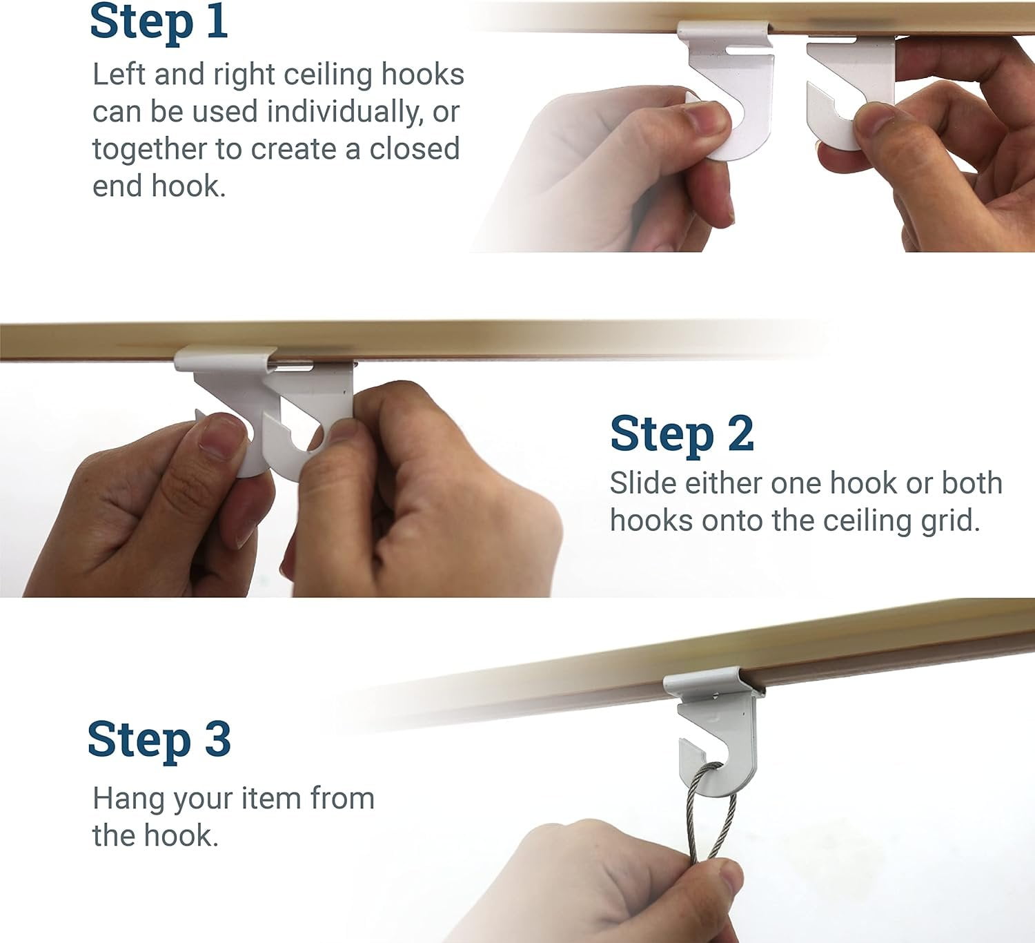 Picture Hang Solutions - 15-lb Capacity Drop Ceiling Hooks (100 pieces per pack)