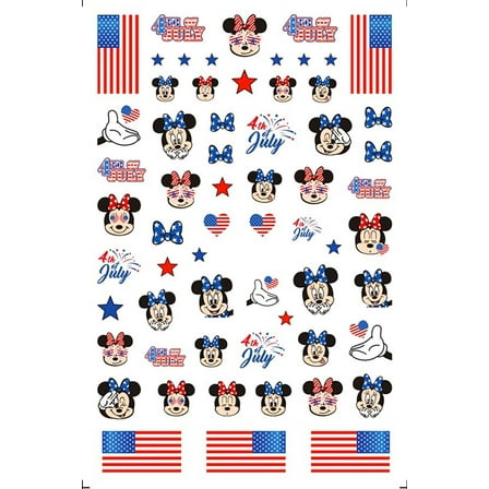 American Nail Art Stickers 4th of July Red White Blue Cute Minnie Mickey Nail Sticker Mouse Ears - American Flag D176