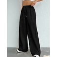 thumbnail image 6 of Women Wide Leg Linen Pants, High Waisted Summer Casual Cotton Linen Palazzo Pants with Pockets Black XXXL, 6 of 8