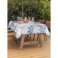 thumbnail image 4 of 60x120 Inch Outdoor Tablecloth with Umbrella Hole Zipper Rectangle Blue Gray Forest Rectangular Tablecloths Outside Waterproof Watercolor Tree Blue Leaves Patio Table Cloth Cover for Picnic Party, 4 of 8