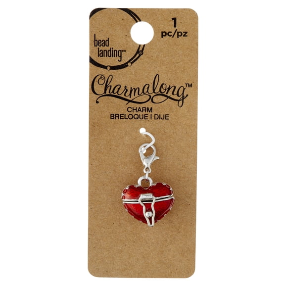 Bead Landing Red Heart Locket Charm, 12 Pack