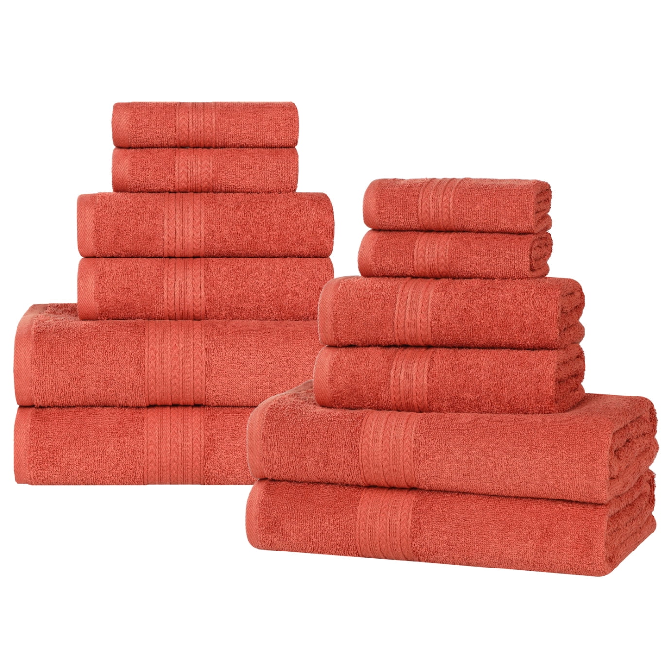 Superior Eco-Friendly Cotton Solid 12-Piece Rust Towel Set