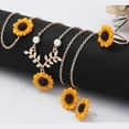 thumbnail image 5 of 4 Pieces Sunflower Pendant Faux Pearl Chain Necklace Boho Sunflower Charm Bracelet Earrings Ring set for Women Jewelry Accessories, 5 of 6