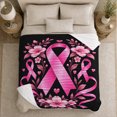 thumbnail image 5 of Pink Ribbon Awareness Botanical, Peaceful Botanical Garden Scene, Warm Flannel Blanket for Sunroom and Reading Nook, Garden Lovers Housewarming Gift, Artistic Home Decor, 5 of 9