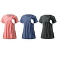 thumbnail image 3 of Youmylove Women Maternity Short Sleeve Side Button Crew Neck Solid Color Nursing Tops T-Shirt Tee Shirts For Breastfeeding 3-Pack Comfy, 3 of 8