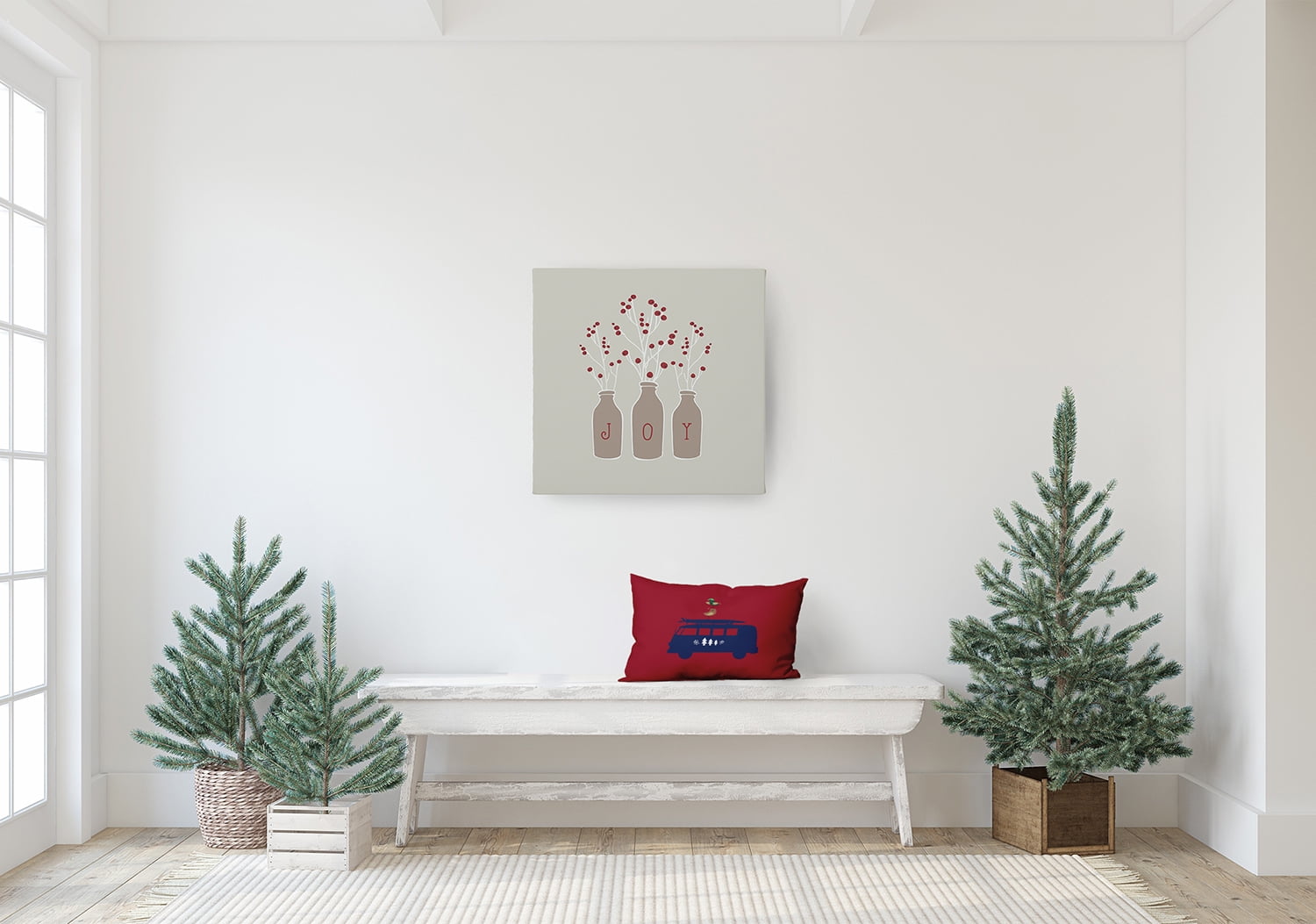 20" x 14" Simply Daisy Christmas Surf Bird Polyester Accent Pillow, Haute Red Qty 1