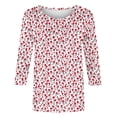 thumbnail image 5 of TaTaai Womens Casual 3/4 Sleeve Round Neck Blouses Allover Print Tops Loose Fit Relaxed Tee for Daily 1-Pack Gift, 5 of 5