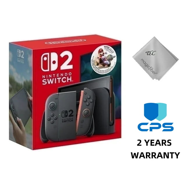 New TEC Nintendo Switch 2 Console Bundle with Mario Kart World + 2-Year CPS Warranty | Next-Gen Gaming System with Racing Game & Protection Plan