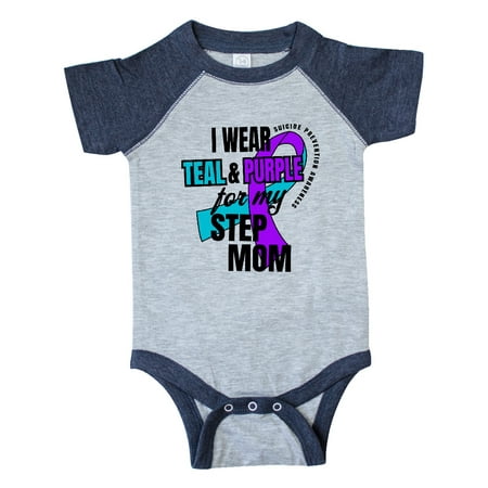 

Inktastic Suicide Prevention I Wear Teal and Purple for My Step Mom Gift Baby Boy or Baby Girl Bodysuit