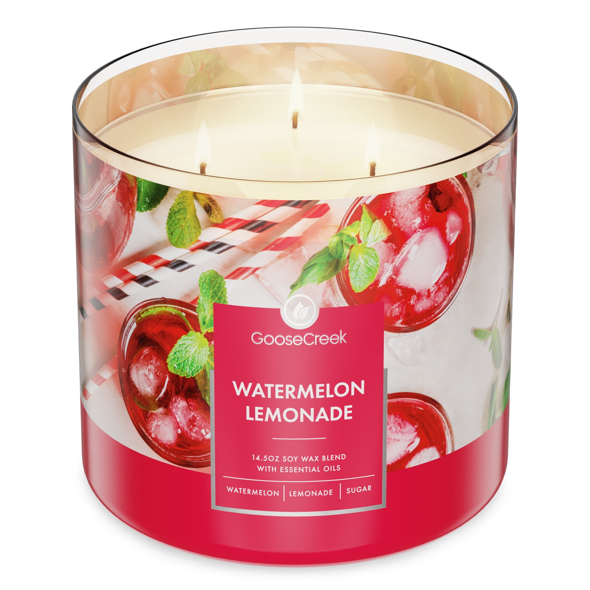 (4 pack) Goose Creek 3-Wick Watermelon Lemonade Scented Jar Candle, 14.5oz.