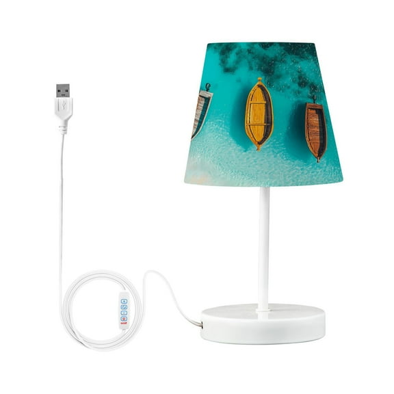 Boats in Turquoise Sea Desk Lamp LED Table Nightstand Lamps with 3 Color Temperatures for Home Bedroom Living Room Decor 6x11